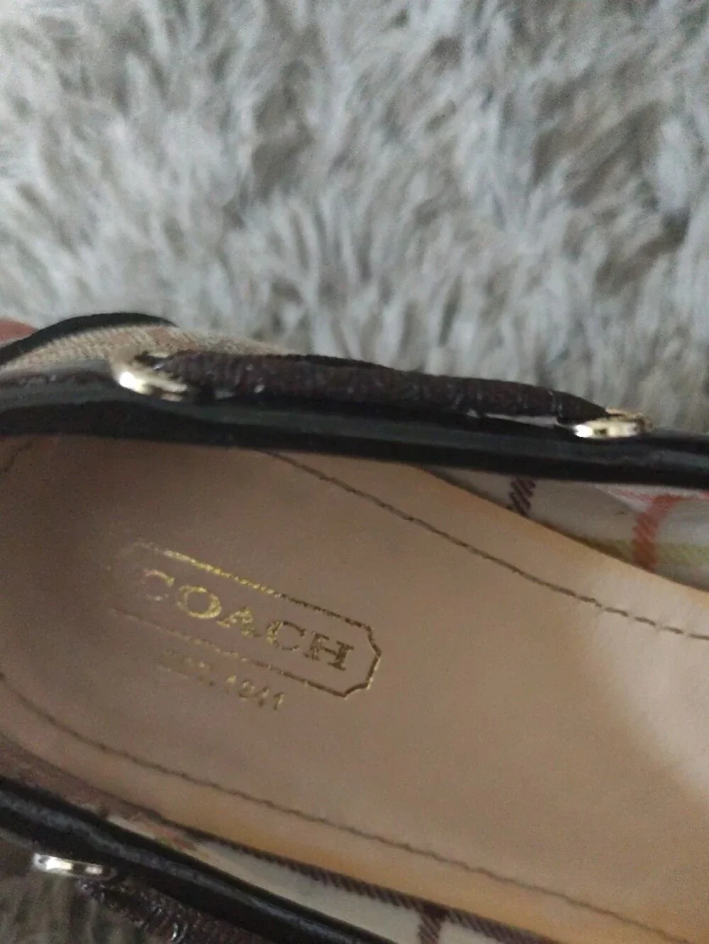 Coach Brown Signature Canvas Bow Ballet Flats